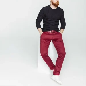 outlet 1083 CHINO AJUSTE 163 Coton Bio Filidenim Flex Bordeaux Homme 7