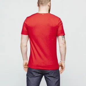 achetez pas cher 1083 T-SHIRT COL V 301 UNI Coton Bio Rouge Homme 10