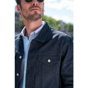 pas cher en vente 1083 VESTE DROITE 702 Coton Bio Superdenim Flex Indigo Brut Homme 21