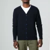 1083 CARDIGAN 718 VOLONTAIRE Laine Recyclee Bleu Homme soldes pas cher 23