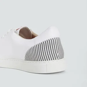 1083 SNEAKERS BASSES 912 Cuir Blanc/rayures Unisexe Boutique 10